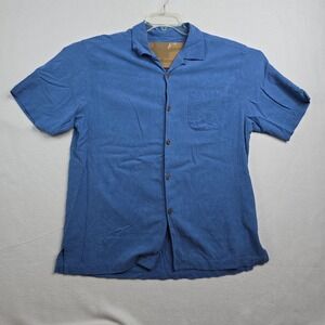 Tommy Bahama Men's Blue Silk Short Sleeve‎ Button Down Shirt Original Fit M
